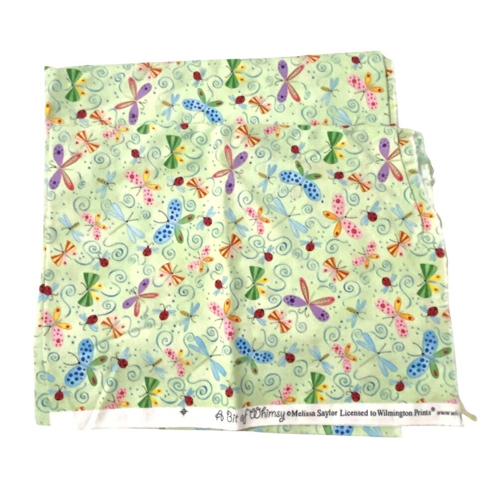 A Bit of‎ Whimsy Fabric Remnant Melissa Saylor Lot of 2 Pieces Insect Themed